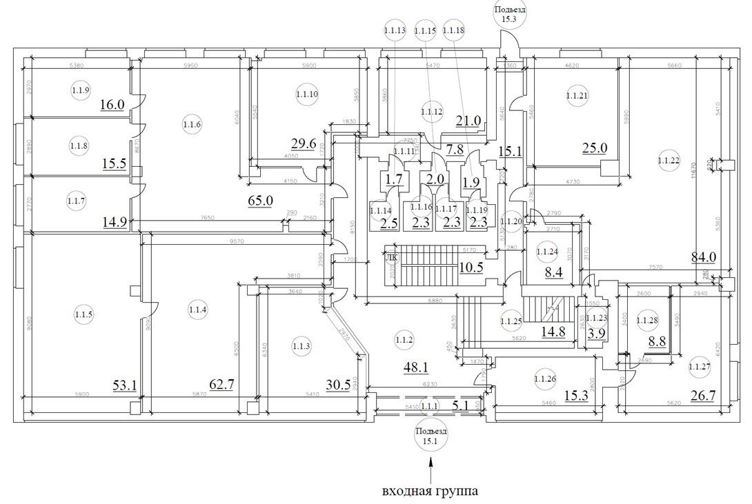 Планировка 1 этажа